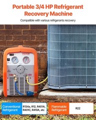 Portable 3/4 HP Refrigerant Recovery Machine Self-Cleaning Auto AC 120V 60Hz