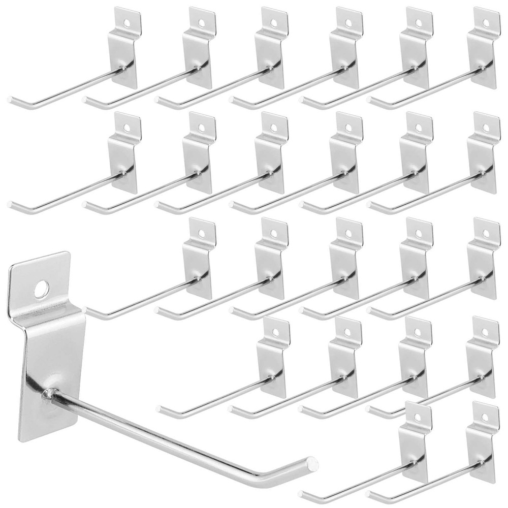 200 Pack 4 Inch Heavy Duty Silver Metal Slatwall Hooks Hangers Slat Board Hoo…