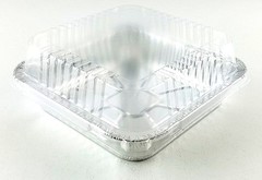 9″ Square Cake Foil Pan w/Clear Dome Lid 25 Sets -Disposable Aluminum Baking Pan