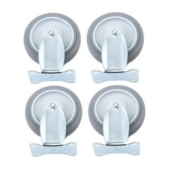 4 Pieces 1400 Pounds Heavy Duty 5″ Industrial Casters Fixed Rubber Casters Grey