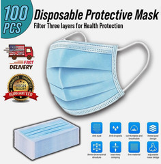 100 PCS Disposable Face Mask Non Medical Surgical 3 Ply Ear loop Blue Masks
