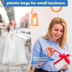 Plastic Bags, 300 Count T Shirt Bags, Plastic Bags With Handles For Shopping,…