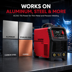 ARCCAPTAIN 7 in 1 TIG Welder 200A AC/DC Aluminum TIG Welder with Pulse 110V/220V