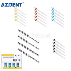 Dental Fiber Posts Resin High-intensity Screw Thread Glass & 4 Drills AZDENT