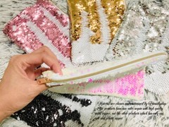 100% polyester sublimation blank sequin cosmetic bag handmade 9×6 inches bulk 3