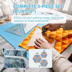 3 Pcs 60 Degree Triangle Ruler for Quilting, Quilting Templates Rulers 8 9 10…