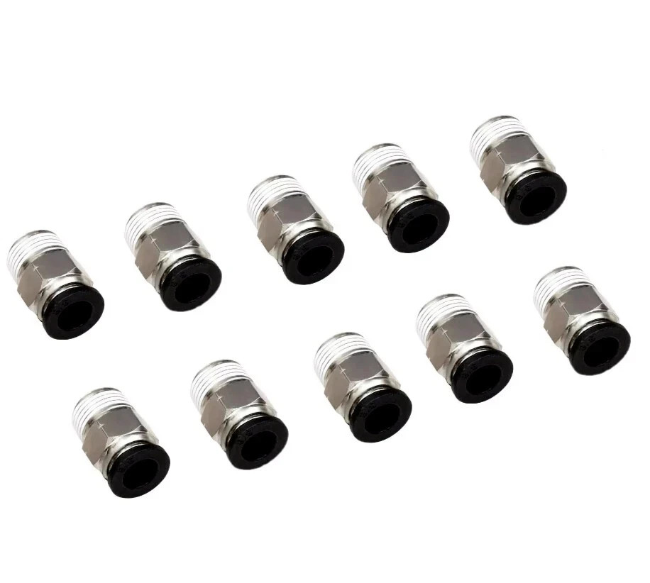 Male Straight 1/4″ Tube OD x 1/4″ NPT Thread Push to Connect Tube Fitting 10Pcs