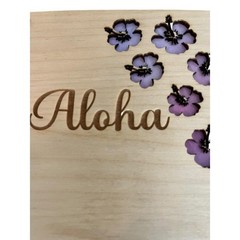 Aloha and Flowers Wooden Covered Notebook/Journal 5×7 Laser 80 Pages New W Tags
