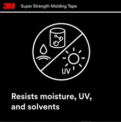 3M Automotive Super Strength Molding Tape, Double-Sided Adhesive, 1/2″ x 5 ft, 1