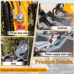 FREE SHIP 1.6Ton 2Ton Mini Excavator EPA B&S Engine Tracked Crawler Digger