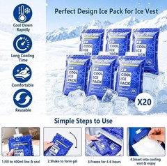 Cooling Vest with 20 Reusable Ice Packs – Adjustable Size for Outdoor Activities