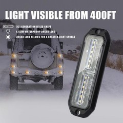 WINECO Amber/White LED Strobe Lights Kit – 8pcs 12-LED Flashing Emergency