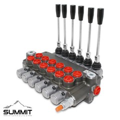 6 Spool Hydraulic Monoblock Double Acting Control Valve, 21 GPM, SAE Ports