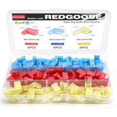 REDGOOSE 100PCS Nylon Flag Spade Quick Disconnects Female red, blue, yellow
