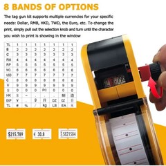 8 Digits Price tag Gun with 15000 Sticker Labels and 10 Ink Refill Marker Yellow