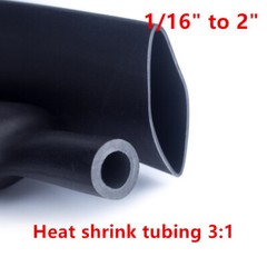 BLACK φ 6.4mm 1/4″ Heat Shrink Tubing Dual Wall 3:1 Marine Adhesive Glue Lined