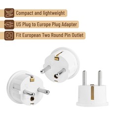 European Travel Plug Adapter Type E F for Europe Wall Outlet set 6 Pack