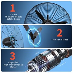30 Inch Wall Mount Oscillating Fan 3 Speed Heavy Duty High Velocity Metal Fan