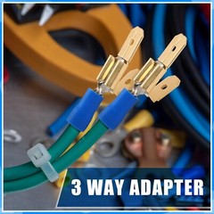 10 or 25 Piggyback Spade Connectors3 Way Adapter Dual Male to Single Female Bras