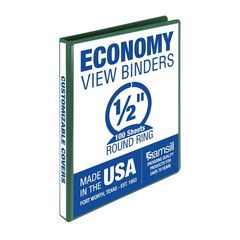 Samsill 0.5 Inch 3 Ring Binder, Economy Round Ring, Clear View 1-Pack, Green