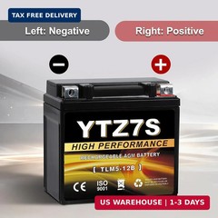 YTZ7S-BS 12V 6Ah AGM Sealed Motorcycle Battery, Maintenance-Free, Compatible wit