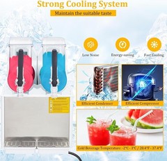 Commercial Slushy Machine Smoothie Maker 4Lx2 Frozen Drink Daiquiri Machine