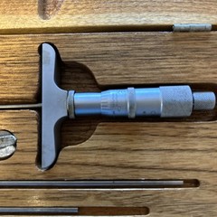 Craftsman Variable Depth Gauge Micrometer w/Wood Storage Box Case & Extra Gauges