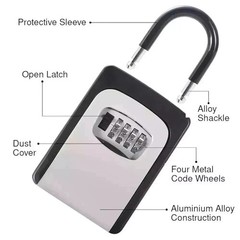 Key Lock Box Wall Mount Outdoor Weatherproof 4-Digit Combination Key Safe