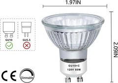 4 Pack Gu10 120v 50w Halogen Bulb Mr16 Glass Cover Gu10+c Bulb 2700k Warm White