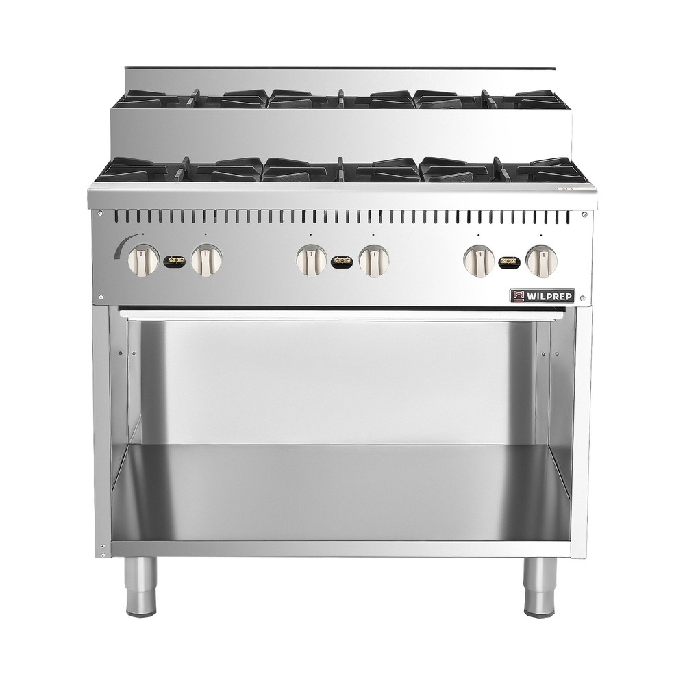 WILPREP 36″ 6-Burner Step-Up Gas Range with Storage Base 26000BTU Burners NG/LPG
