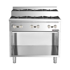 WILPREP 36″ 6-Burner Step-Up Gas Range with Storage Base 26000BTU Burners NG/LPG