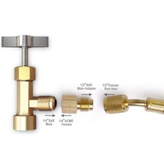 R134a A/C Can Tap With Tank Adapter For 1/4″ And 1/2″ AC Charging Hoses