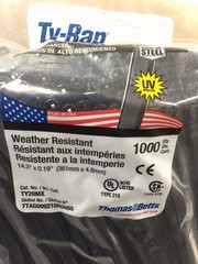 Thomas & Betts Ty-Rap TY28MX 14.2″ 50lb UV Black 1,000/bag
