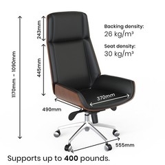 Luxury Wooden Swivel and Adjustable Executive Chair Wide Pu leather Office Chair