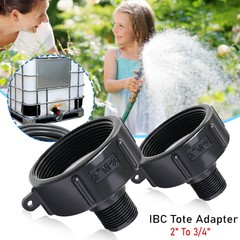 2X IBC Tote Adapter 2″ NPS Fine Thread to 3/4″ Male 275 330 Gal Water Tank Valve