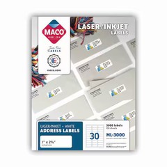 MACO MML-3000 Laser/Inkjet Shipping Labels, PK3000