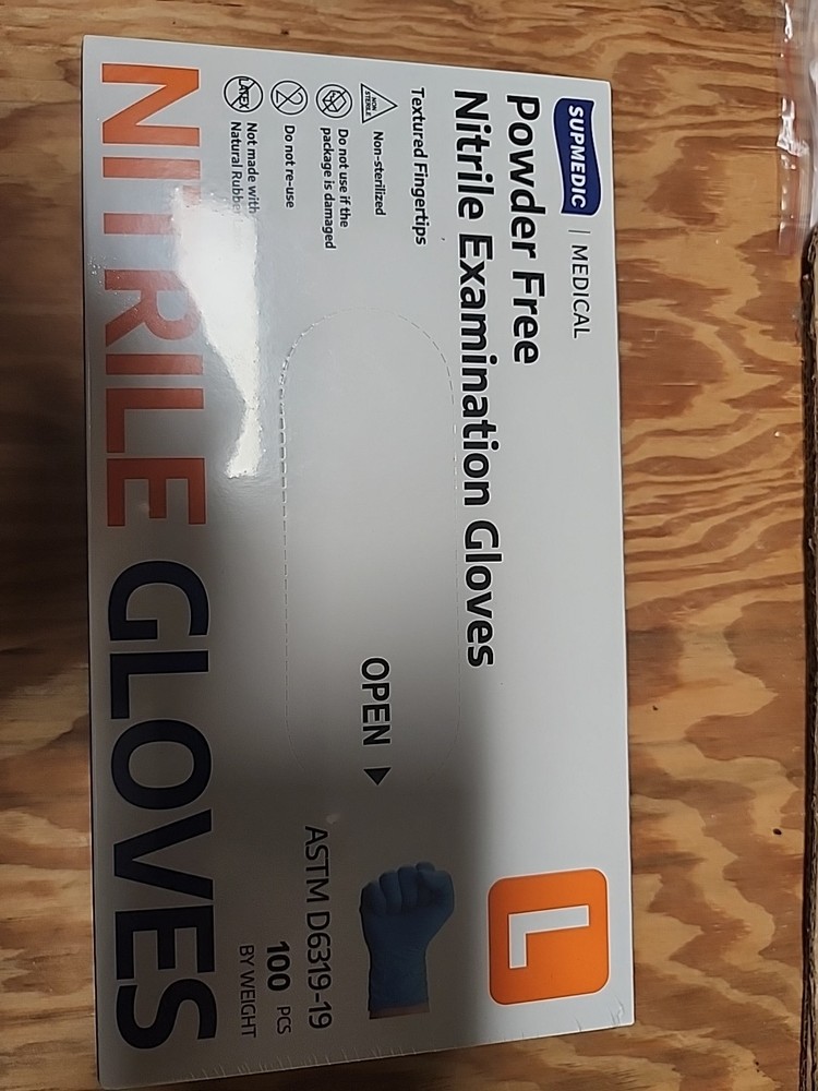 Supmedic Powder-Free Medical Nitrile Exam Gloves, Blue, 100 Pack. 10 Packs L