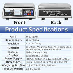 Precision Digital Counting Scale 66Lb/30Kg for Small Parts and Jewelry