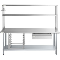 12″W x 72″D x 32″H Stainless Steel Double Deck Overshelf For Work Prep Tables