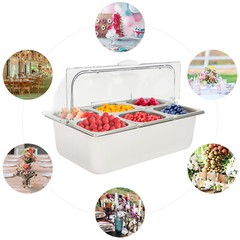 Party Fruit Seafood Buffet Tray Ice Food Serving Display Tray w/ Roll Top Cove
