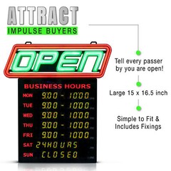 Led Open Sign with Business Hours – Stand Out with 1000’s Color Combos to Match