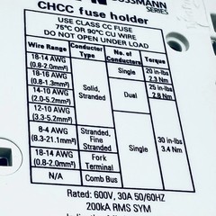 FOR BUSSMANN CHCC3DIU Fuse Block 3 Pole ID 30A 600V