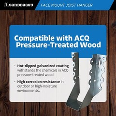 Sandbaggy Face Mount Joist Hanger for 2×6 and 2×8 Nominal Lumber (Galvanized)