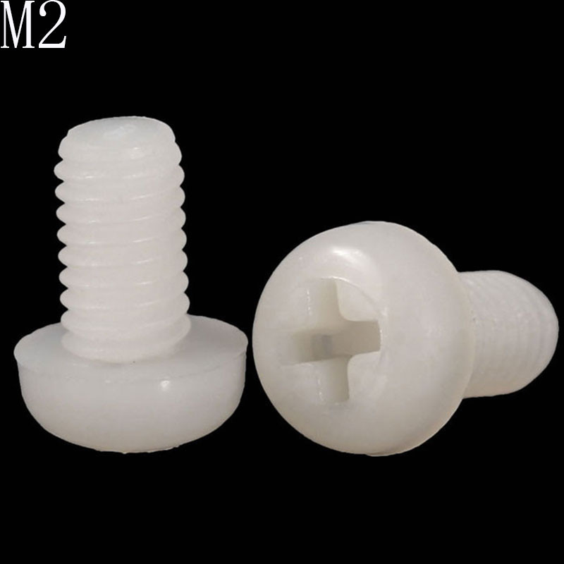 M2 x 0.4 2mm White Nylon Pan Round Head Phillips Screws Plastic Machine Screws