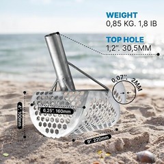 CKG Sand Scoop Handle Pole Metal Detecting Carbon Rod Detector Shovel Sifting