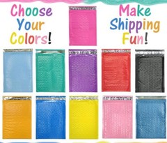 Assorted Sizes 8.5×12, 6×9, & 4×8 Colored Poly Bubble Mailers, Padded Envelopes!