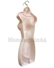 2 FLESH MANNEQUIN FEMALE TORSO DRESS FORMS + 1 TABLE TOP STAND + 2 HANGERS