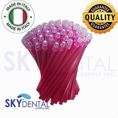 300x Saliva Ejector Translucent Pink with Clear Tips Made in Italy