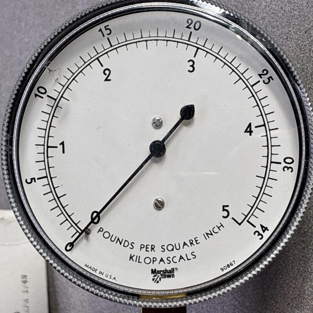 3.5” Marshalltown pounds per square inch (PSI) and kilopascals (kPa)