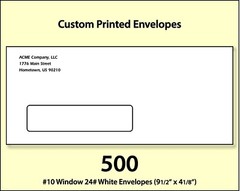 500 Custom Printed #10 Window Envelopes Full Color Digital Printing